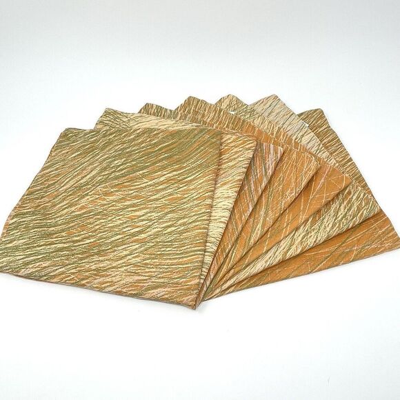 Crate & Barrel Marimekko Lepo Rust Napkins 21x21” Cotton Orange Green Set Of 7 - Picture 1 of 4